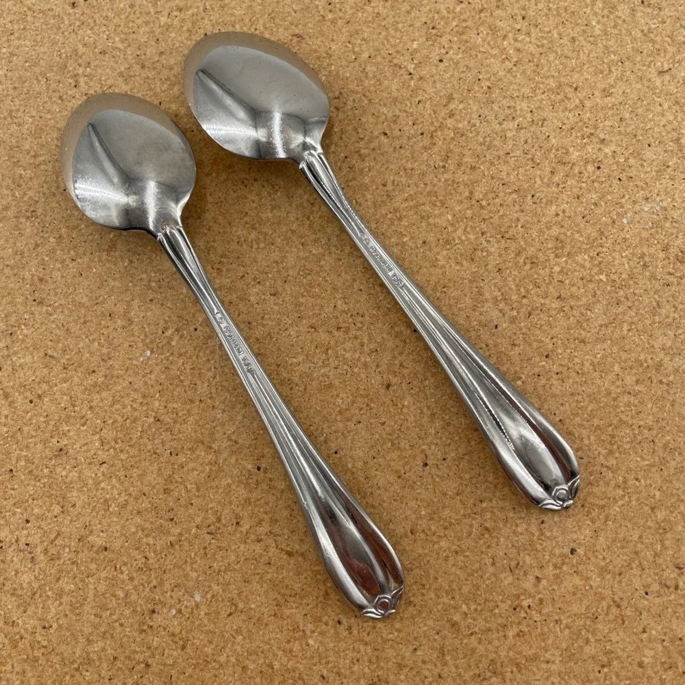 Gorham Melon Bud Teaspoons 6.25 in 18/8 Stainless Steel Flatware Set of 2
